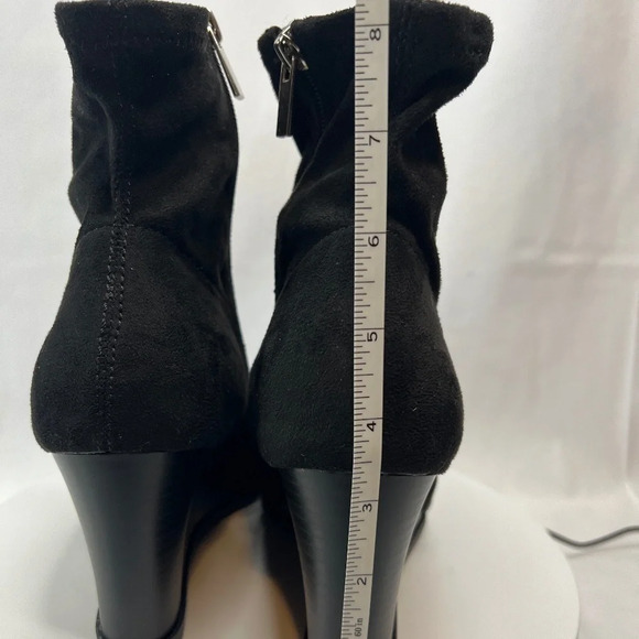 Journee Collection Hepburn wedge heel booties side zip vegan leather BLACK 8.5 - Picture 11 of 13